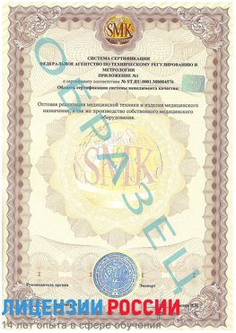 Образец сертификата соответствия (приложение) Калач Сертификат ISO 13485